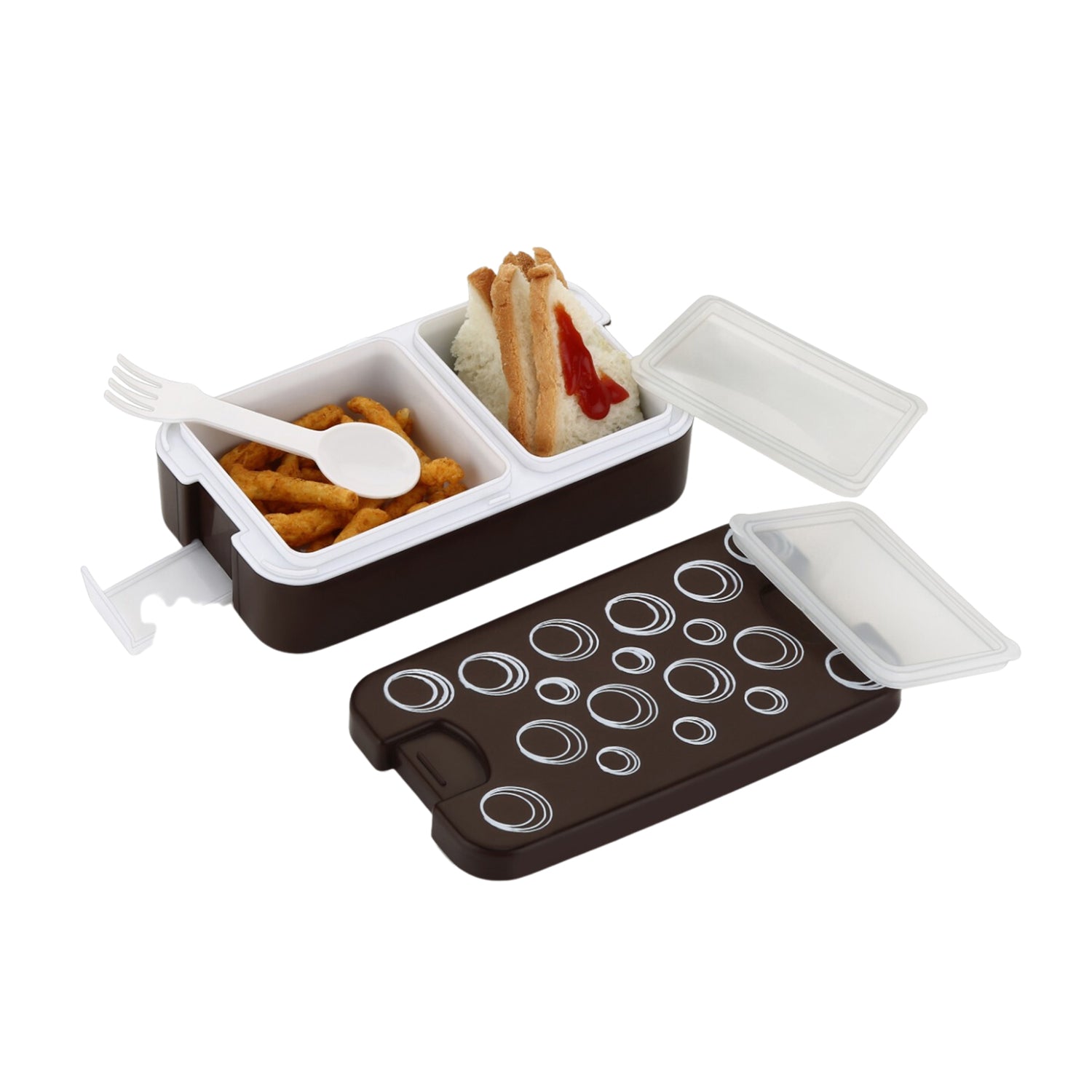 5330 Airtight Lunch Box 2 Compartment Lunch Box Leak Proof Food Grade Material Lunch Box Modern Appearance & Compact Lunch Box With Spoon DeoDap 5330 Airtight Lunch Box 2 Compartment Lunch Box Leak Proof Food Grade Material Lunch Box Modern Appearance & Compact Lunch Box With Spoon DeoDap